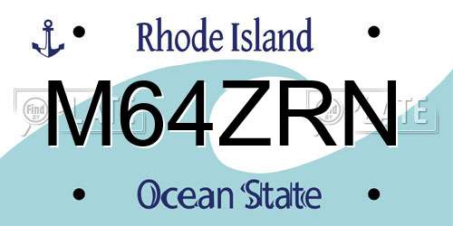 M64ZRN Rhode Island License Plate