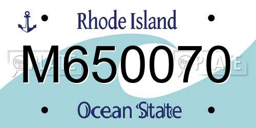 M650070 Rhode Island License Plate