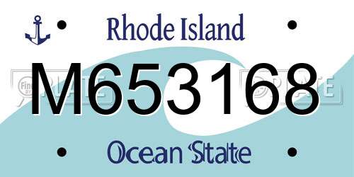 M653168 Rhode Island License Plate