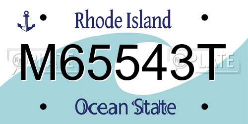 M65543T Rhode Island License Plate