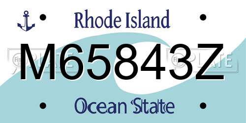M65843Z Rhode Island License Plate