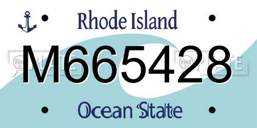M665428 Rhode Island License Plate