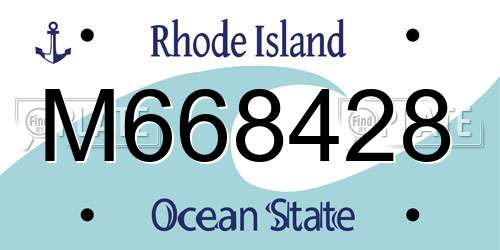 M668428 Rhode Island License Plate