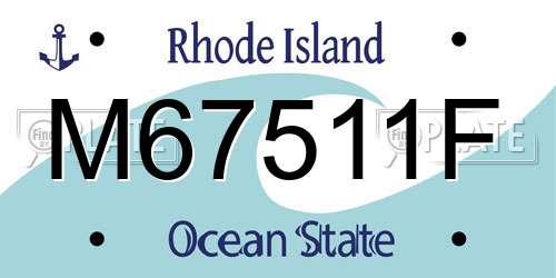 M67511F Rhode Island License Plate