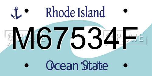 M67534F Rhode Island License Plate