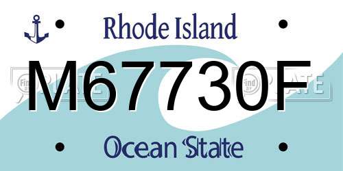 M67730F Rhode Island License Plate
