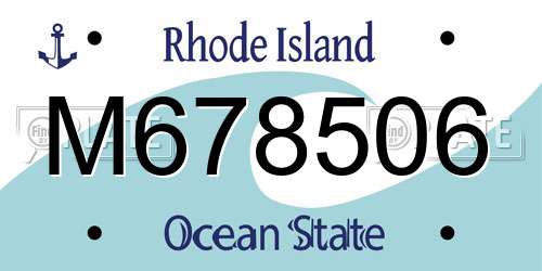 M678506 Rhode Island License Plate