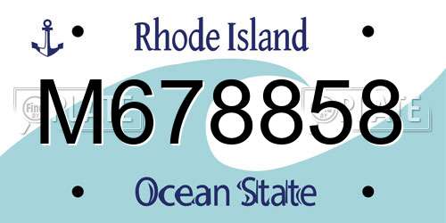 M678858 Rhode Island License Plate