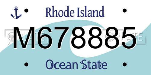M678885 Rhode Island License Plate