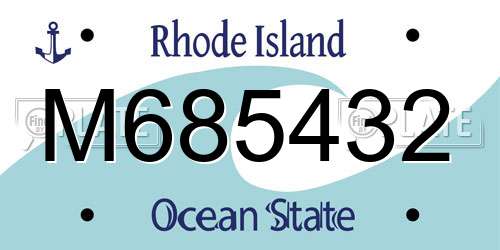 M685432 Rhode Island License Plate