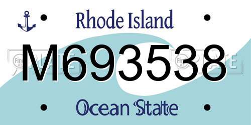 M693538 Rhode Island License Plate