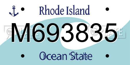 M693835 Rhode Island License Plate
