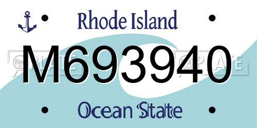 M693940 Rhode Island License Plate