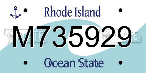 M735929 Rhode Island License Plate