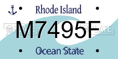 M7495F Rhode Island License Plate