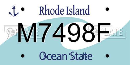 M7498F Rhode Island License Plate