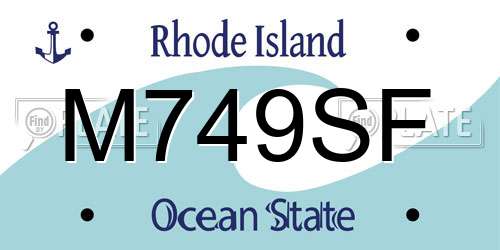 M749SF Rhode Island License Plate