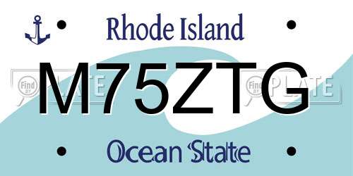 M75ZTG Rhode Island License Plate