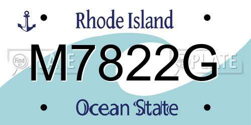 M7822G Rhode Island License Plate