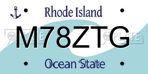 M78ZTG Rhode Island License Plate