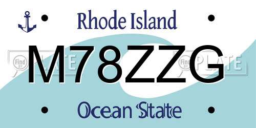 M78ZZG Rhode Island License Plate