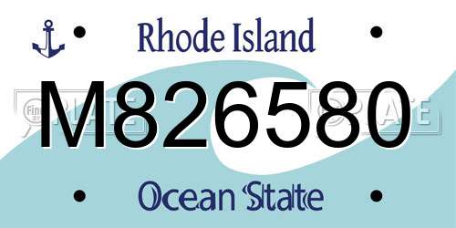M826580 Rhode Island License Plate