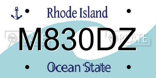 M830DZ Rhode Island License Plate