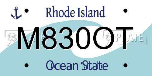M830OT Rhode Island License Plate