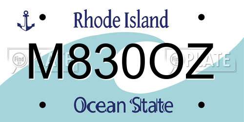 M830OZ Rhode Island License Plate