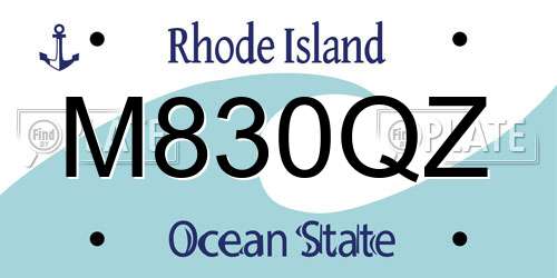 M830QZ Rhode Island License Plate