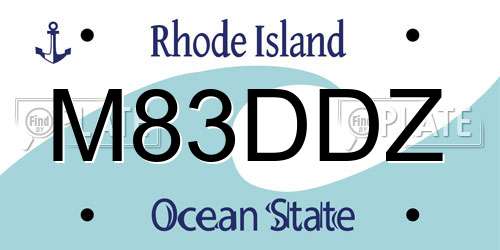 M83DDZ Rhode Island License Plate