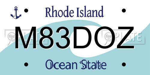M83DOZ Rhode Island License Plate