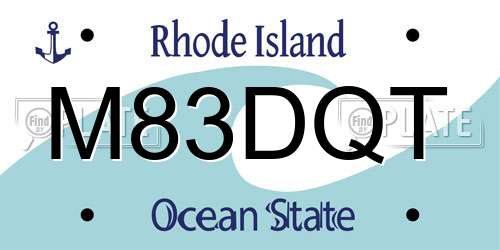 M83DQT Rhode Island License Plate