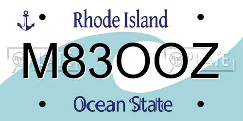 M83OOZ Rhode Island License Plate