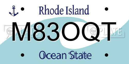 M83OQT Rhode Island License Plate