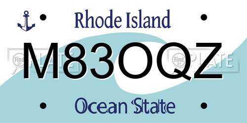M83OQZ Rhode Island License Plate