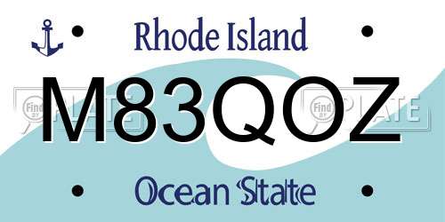M83QOZ Rhode Island License Plate