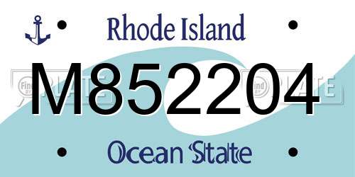 M852204 Rhode Island License Plate