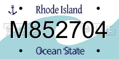 M852704 Rhode Island License Plate