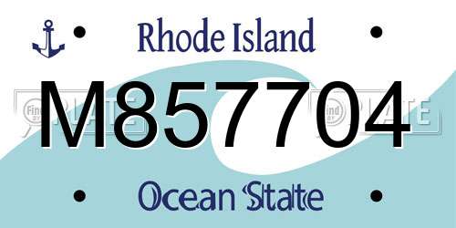 M857704 Rhode Island License Plate