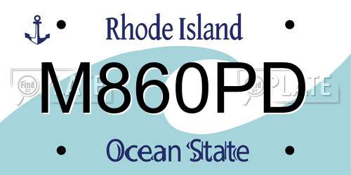 M860PD Rhode Island License Plate