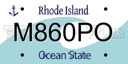 M860PO Rhode Island License Plate
