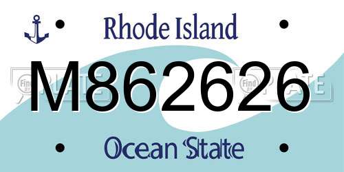M862626 Rhode Island License Plate