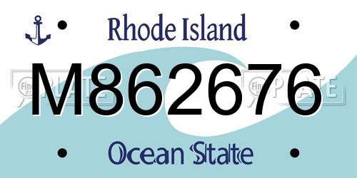 M862676 Rhode Island License Plate