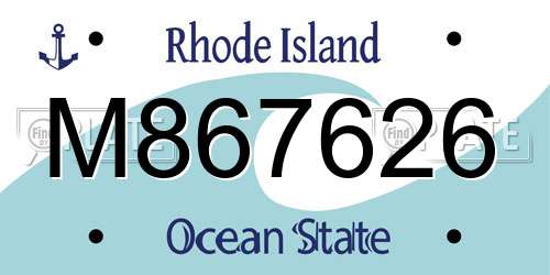 M867626 Rhode Island License Plate