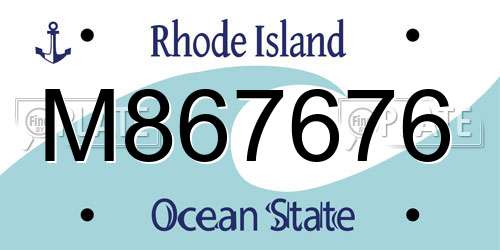 M867676 Rhode Island License Plate