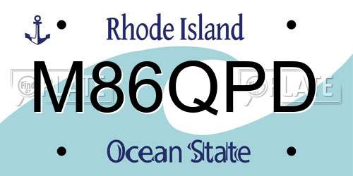 M86QPD Rhode Island License Plate
