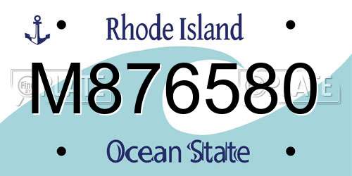 M876580 Rhode Island License Plate