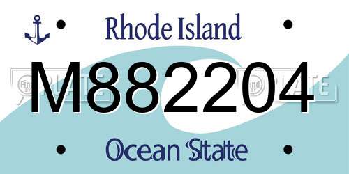 M882204 Rhode Island License Plate