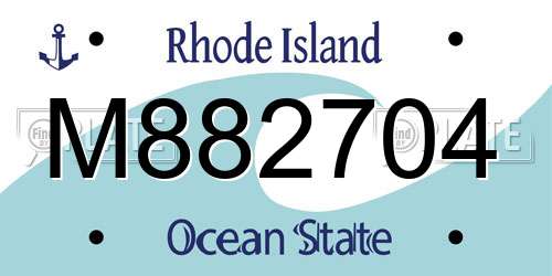 M882704 Rhode Island License Plate